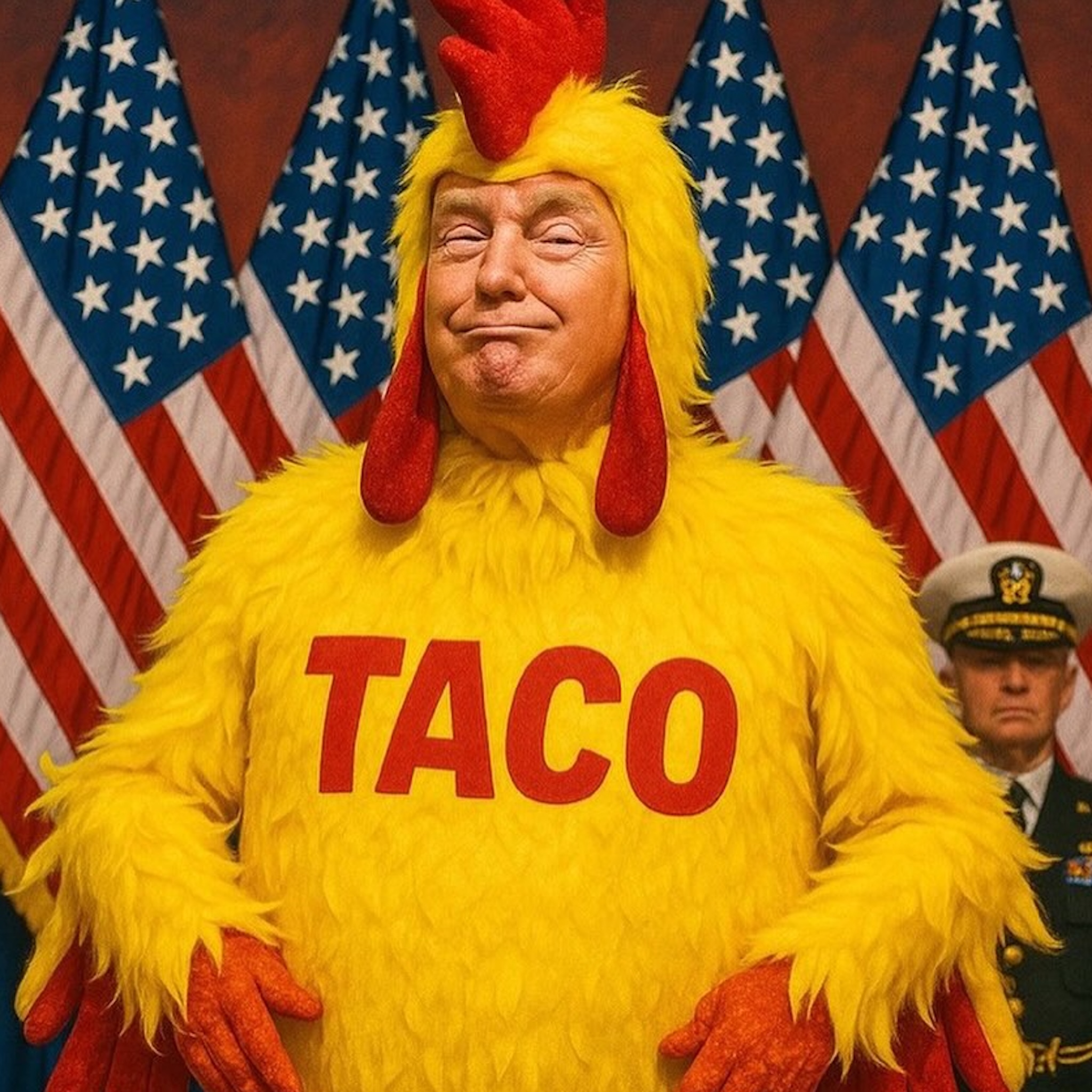 TACO Trump in chicken suit